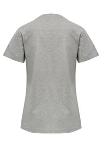 T-shirt uni gris clair à manches courtes, vu de dos avec un col rond et une coupe classique.