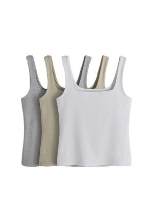 THE SET, REGULAR FIT - 3 PACK SQUARE NECK VEST - Top - khaki grey marl white