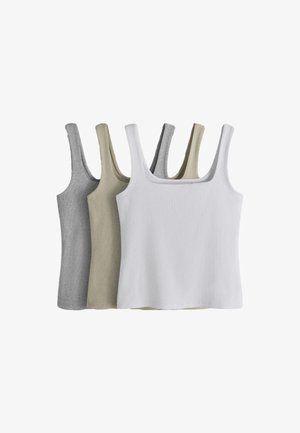THE SET, REGULAR FIT - 3 PACK SQUARE NECK VEST - Top - khaki grey marl white