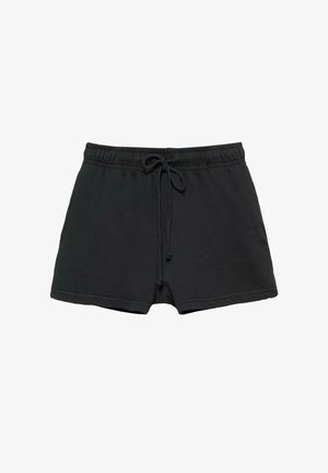 Sorte afslappede shorts med elastisk talje og snøre, med sidelommer og løs pasform.
