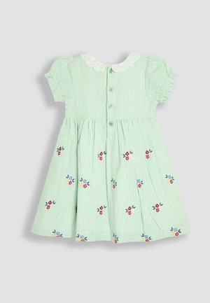 JoJo Maman Bébé REGULAR FIT - FLORAL SEERSUCKER EMBROIDERED SMOCKED  - Day dress - green
