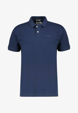 Polo bleu marine à manches courtes avec deux boutons à l'avant et un petit logo "Pepe Jeans" brodé sur la poitrine gauche.