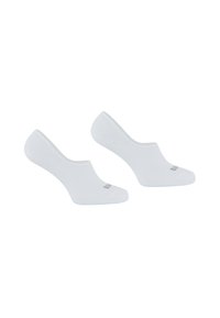 Chaussettes blanches invisibles en mélange de coton, au design bas, avec une texture lisse et un logo discret sur la semelle.