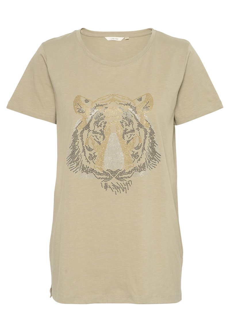 Cream T-shirt print bruin