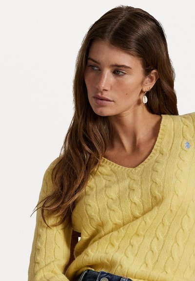 Polo Ralph Lauren CABLE-KNIT WOOL-CASHMERE V-NECK JUMPER  - Džemperis - fall yellow