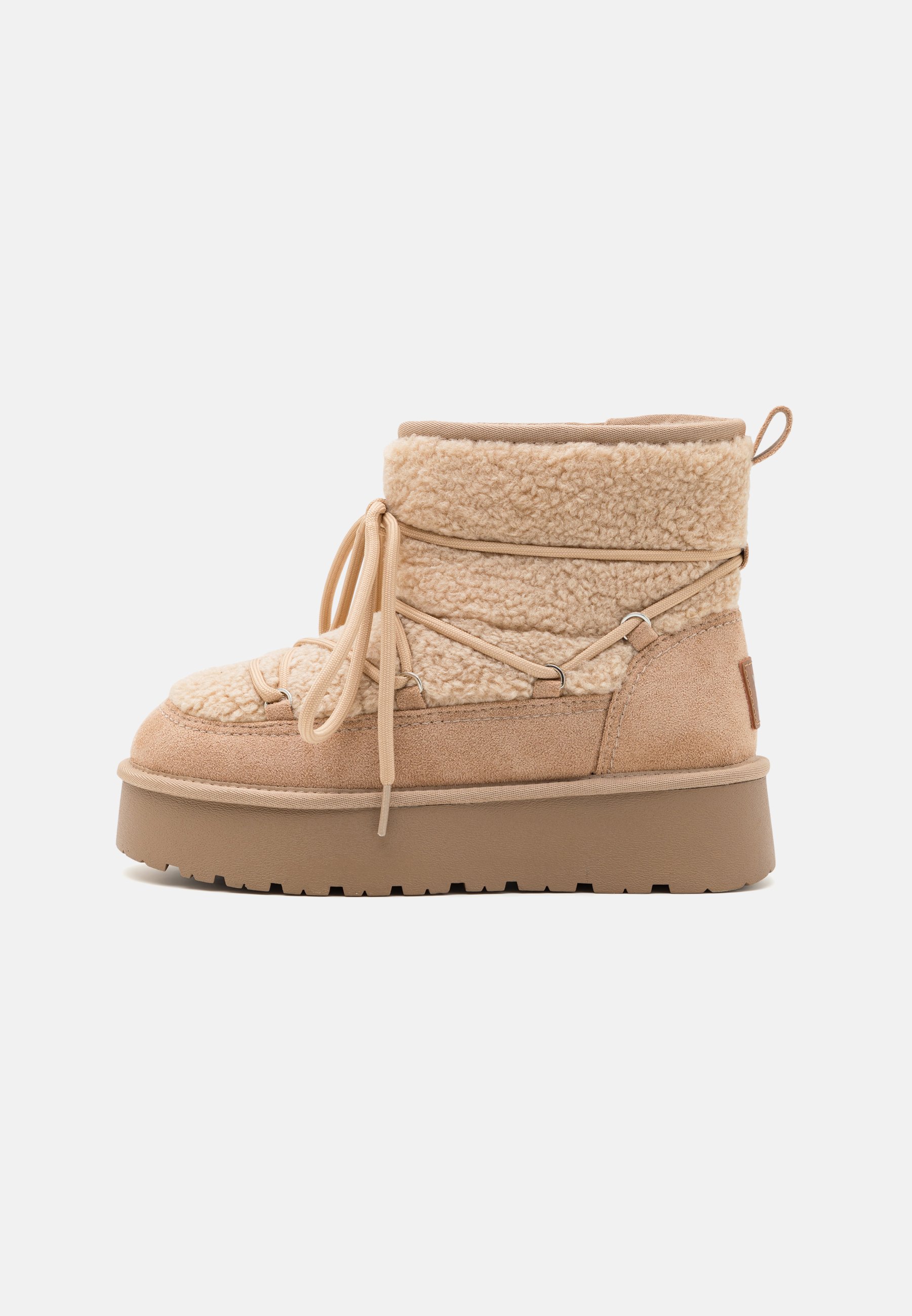 Beige platform ankle boots