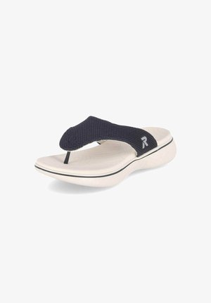 Marine mesh flip-flop sandaal met een getextureerde witte zool, voorzien van een zwarte teenband en een logo-accent op de band.
