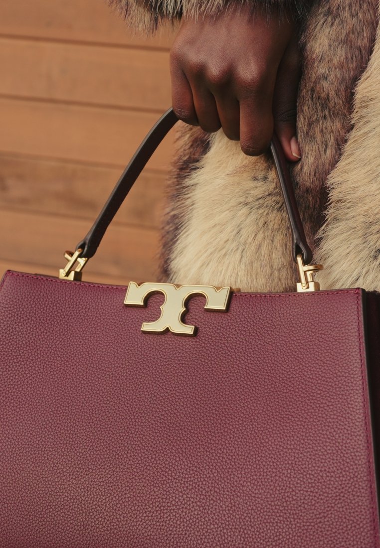 Tory Burch ELEANOR PEBBLED SATCHEL - Handbag - dark cabernet/brown