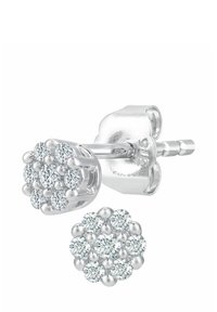 Hõbedased käevõrud on kaunistatud lillekujundiga, mille sees on mitu ümmargust simuleeritud teemanti korraldatud ringikujuliselt.