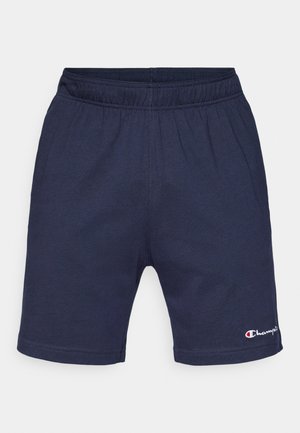 Mørkeblå bomuldsshorts med elastisk talje, prydet med et lille hvidt logo på venstre søm og en glat, let tekstur.