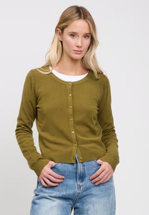 INFLUENCER, INFLUENCER CARDIGAN CREW-NECK CROPPED CARDIGAN - Cardigan - olive