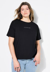 Studio Untold LONG STORY SHORT EMBROIDERED SHORT SLEEVE - Triko s potiskem - black