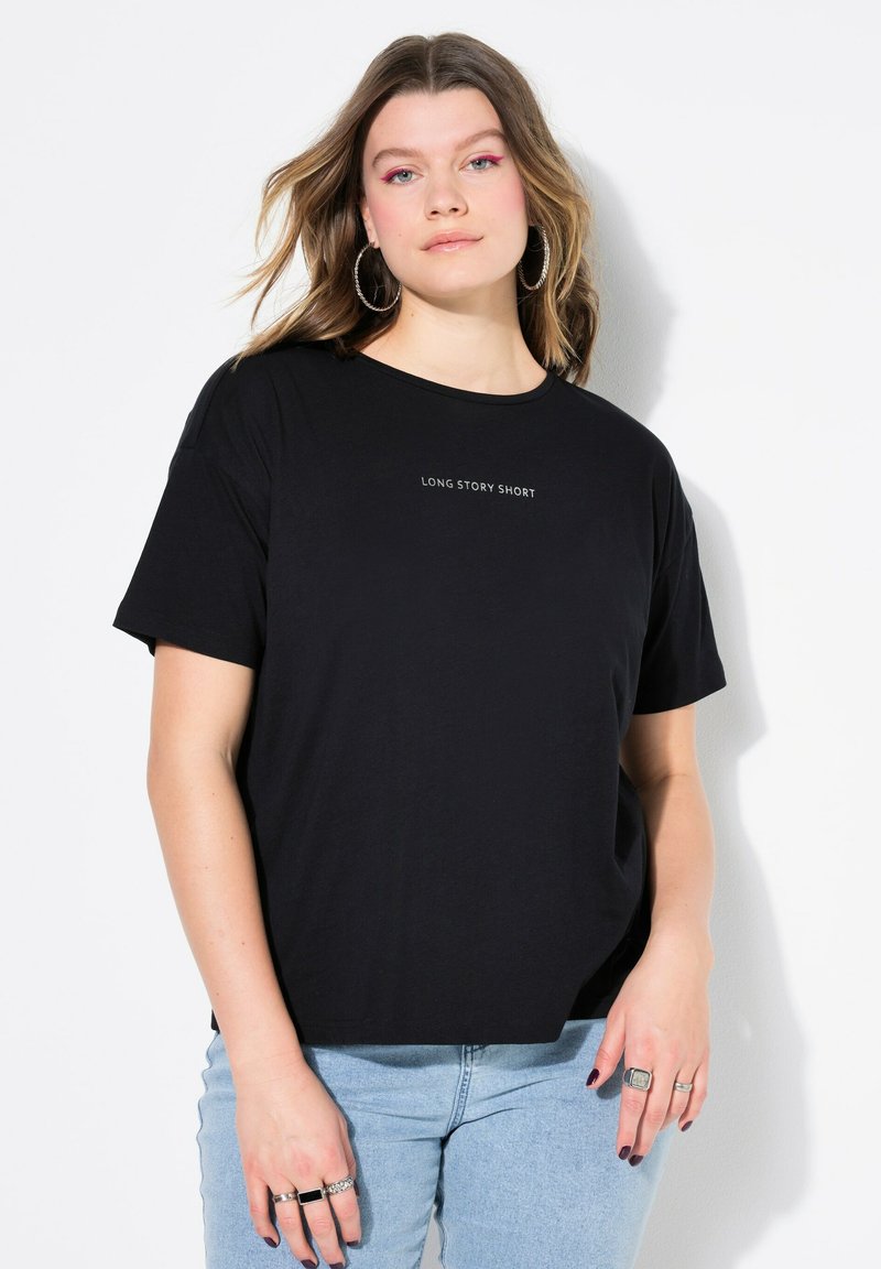 Studio Untold LONG STORY SHORT EMBROIDERED SHORT SLEEVE - Triko s potiskem - black