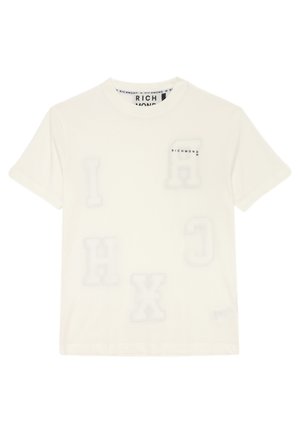 T-shirt bianca in cotone con lettere sovradimensionate e in rilievo "I", "H", "C", "X" e "A" con una finitura lucida e discreta. Logo del brand in piccolo sul petto.