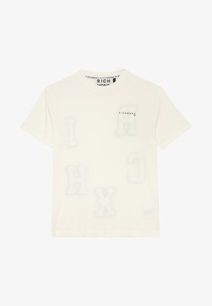 T-shirt bianca in cotone con lettere sovradimensionate e in rilievo "I", "H", "C", "X" e "A" con una finitura lucida e discreta. Logo del brand in piccolo sul petto.