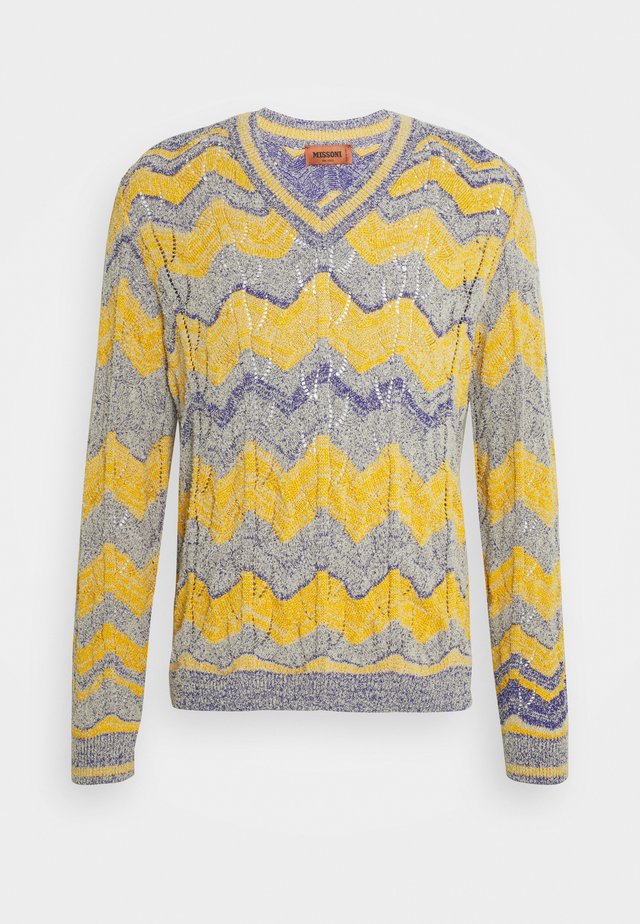 MANICA LUNGA SCOLLO - Pullover - yellow/dark blue