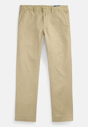 STRAIGHT FIT LINEN-COTTON PANT - Kelnės - coastal beige