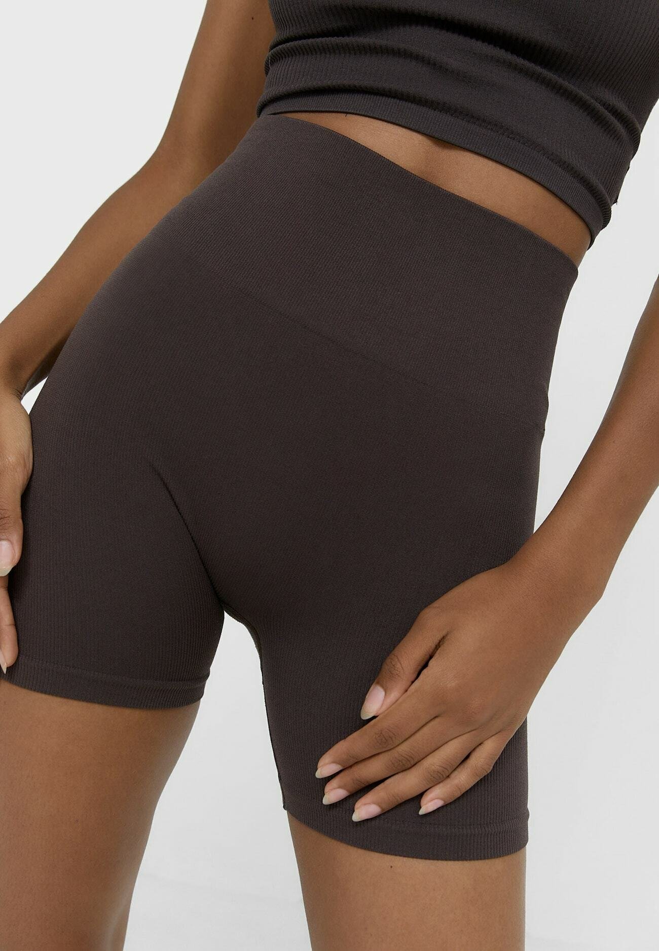 brown legging shorts