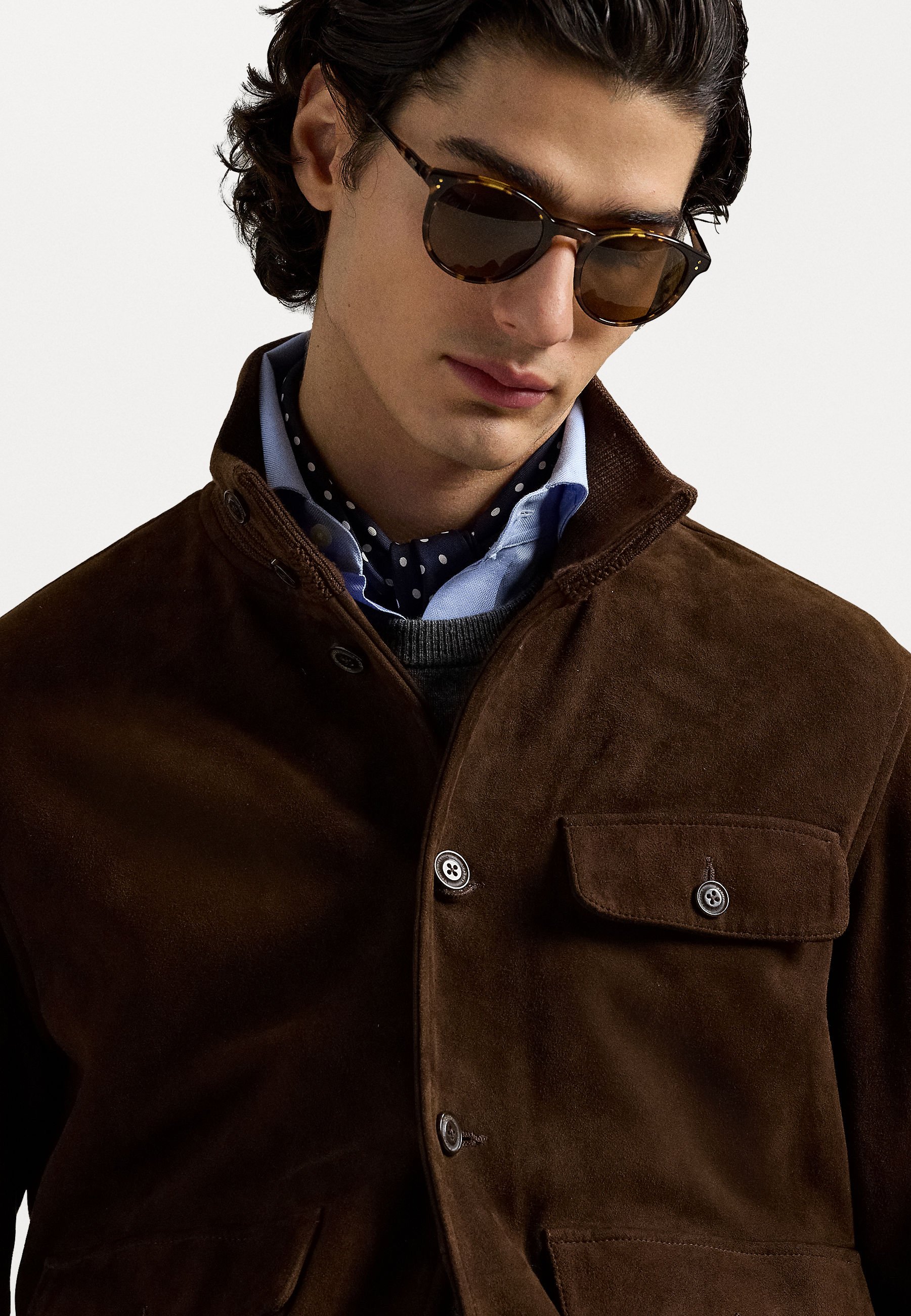 Polo Ralph Lauren SUEDE UTILITY JACKET - Leather jacket - dark