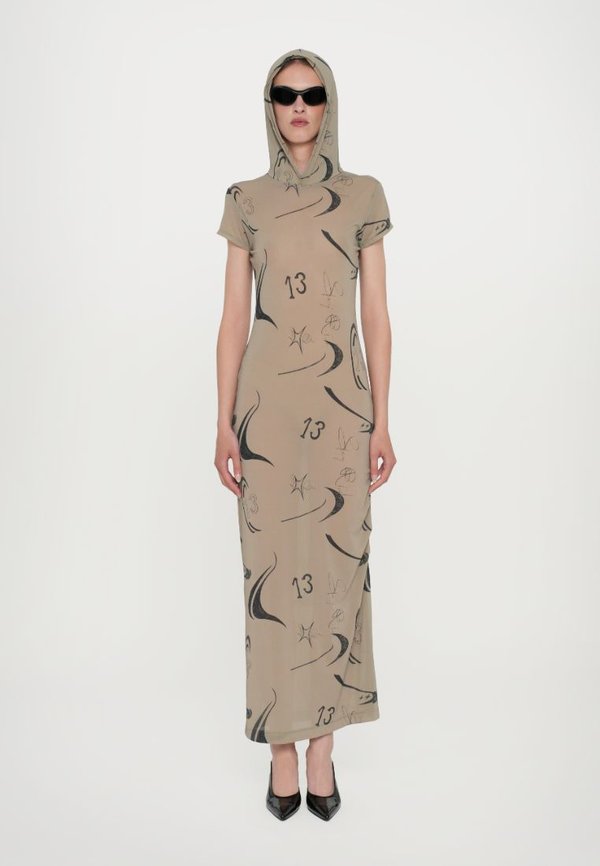 HOODED DRESS - Maxi dress - beige2