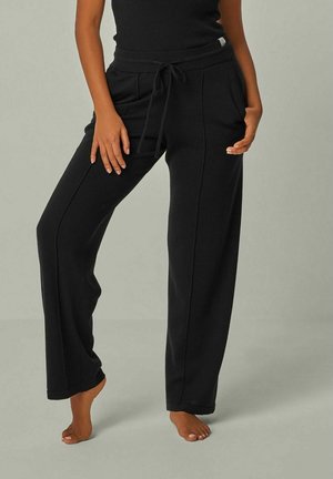 ELISA - MERINO KNIT PANTS WITH PIPING - Pyjama bottoms - schwarz