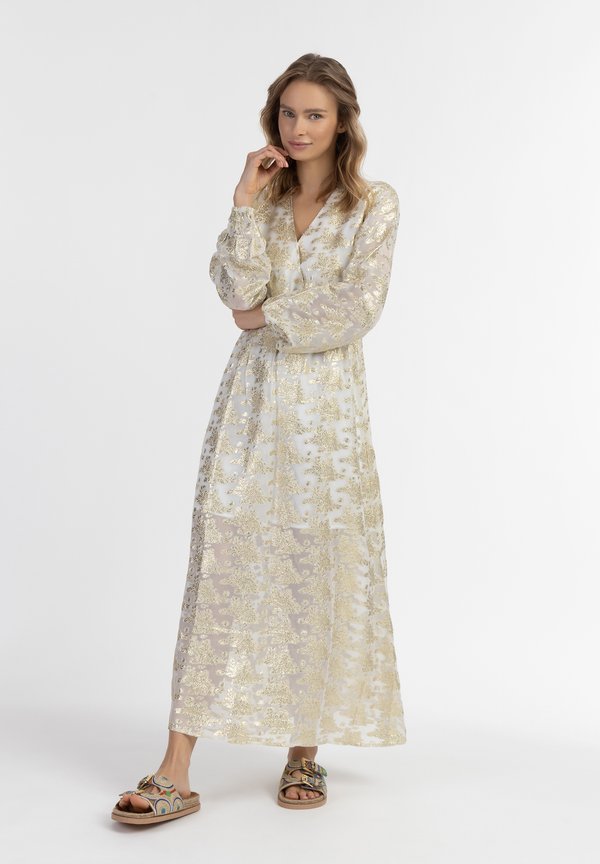 Ballkleid - wollweiss mit goldenen blumen