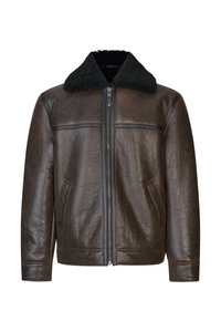 Samsøe Samsøe Δερμάτινο μπουφάν - dark brown crackled