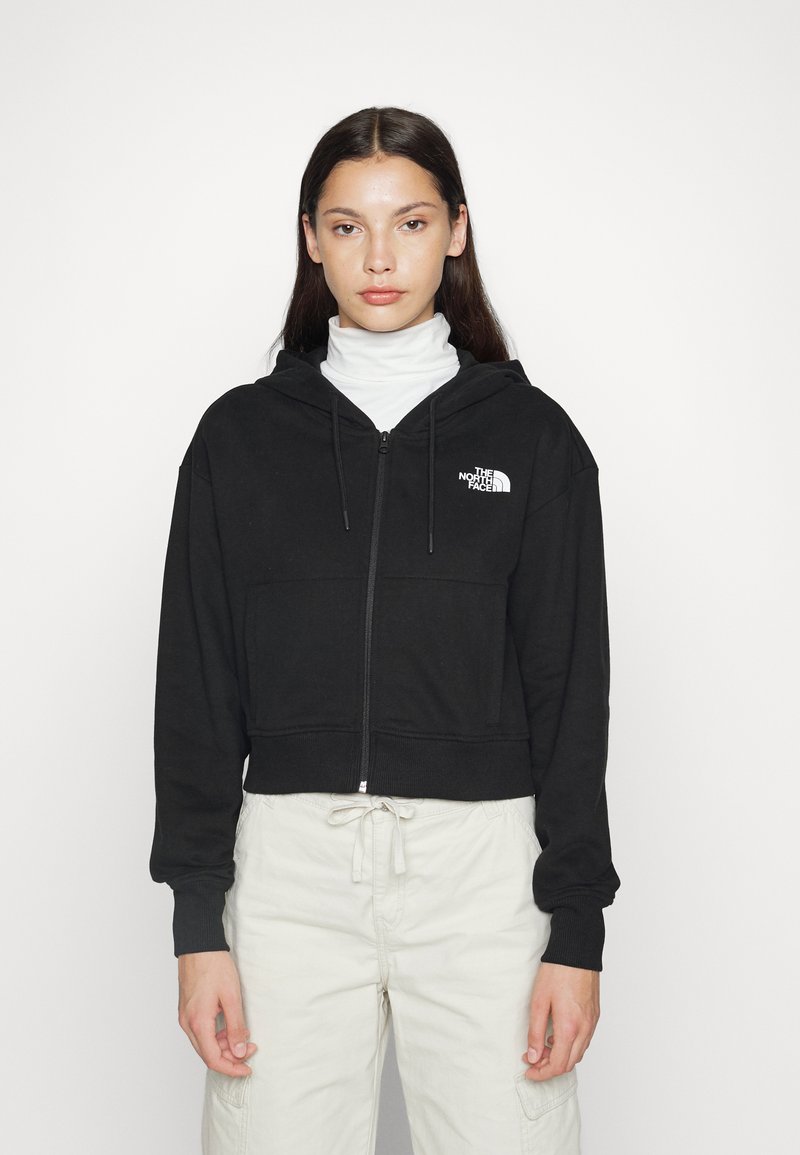 The North Face ICON CROP FULL ZIP HOODIE - Zip-up sweatshirt - black -  Zalando.de