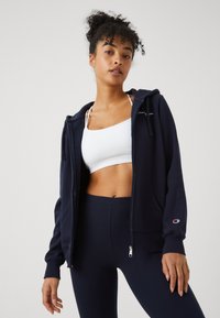 Champion ICONS FULL ZIP HOODIE SMALL LOGO - Felpa con zip - dark blue
