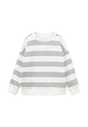 Hoitoharmaa ja valkoisia raitoja sisältävä collegepaita, jossa on pyöreä kaula-aukko, pitkät hihat sekä ribbitetut hihansuut ja helma. Paita on valmistettu pehmeästä, teksturoidusta kankaasta.