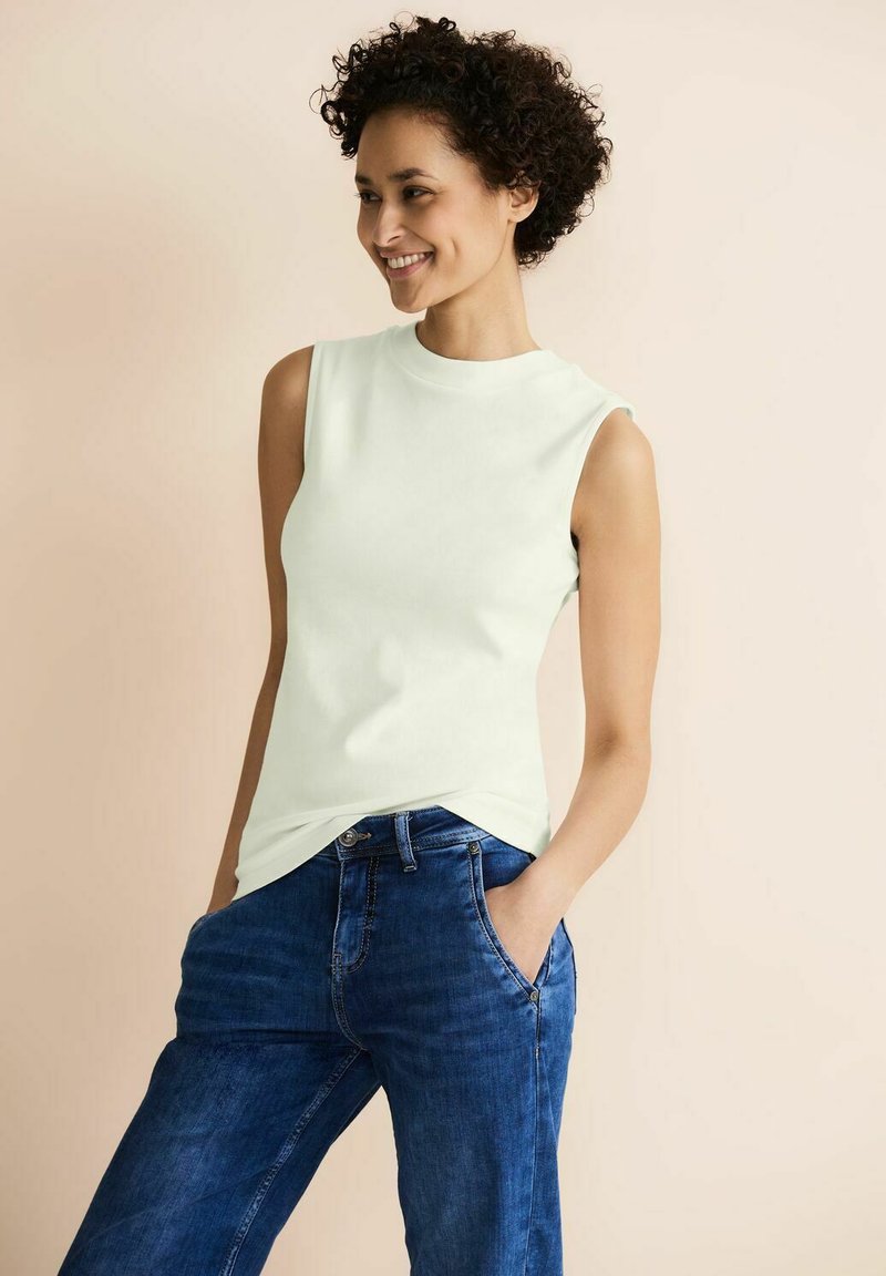 Street One Top con Cinghie Basic Maglietta, Bianco Sporco
