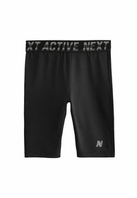Fekete sportnadrág, szoros szabással, sima anyagból készült, kontrasztos derékkal, rajta az "XT ACTIVE NEXT" felirattal és logóval.