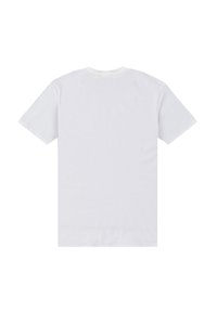 Hvid T-shirt med rund hals og korte ærmer, lavet af blødt bomuldsmateriale, med ensartet, glat tekstur uden grafiske designs.