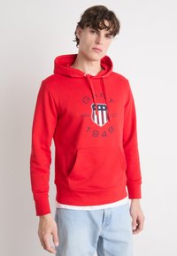GANT PRINT HOODIE - Jersey con capucha - bright red