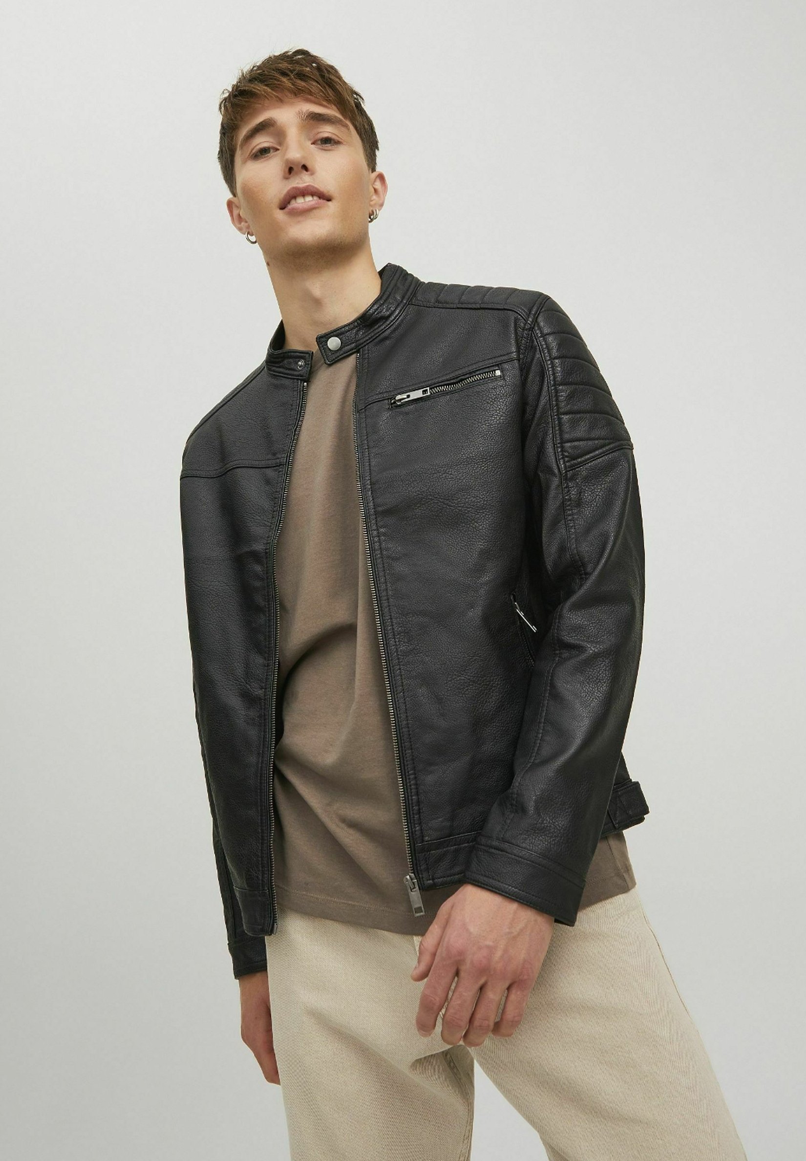 Jack & Jones JJEWARNER JACKET - Faux leather jacket - black