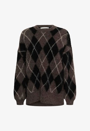 Gestuz, SIDA MULTI LONG - Пуловер - black/chestnut/ivory