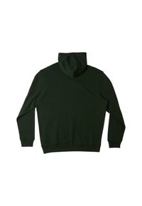 Tmavě zelená mikina s klokaní kapsou, žebrovanými manžetami a lemem. Měkký materiál a mikina s kulatým výstřihem.
