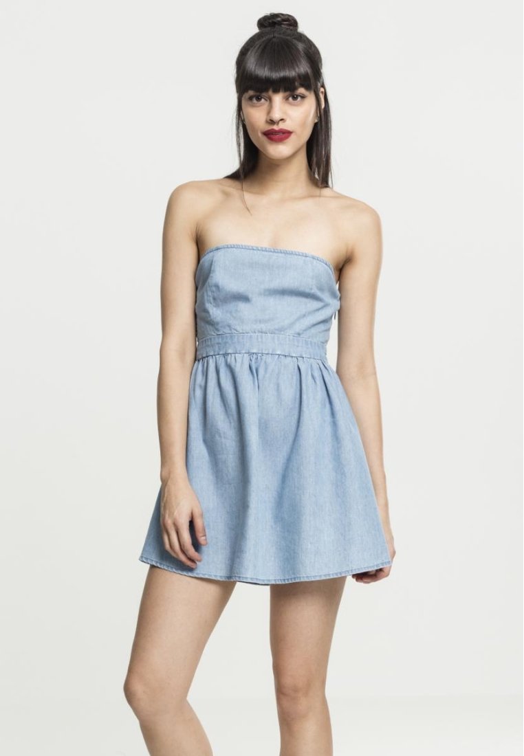 Urban Classics BANDEAU Denim dress light blue denim/lightblue