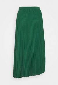 Jupe verte plissée en tissu léger, dotée d'une taille lisse et d'un ourlet fluide, mettant en valeur sa texture et son design verticaux.