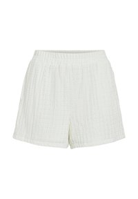 Bílé texturované šortky z látky s elastickým pasem a volným, uvolněným střihem.