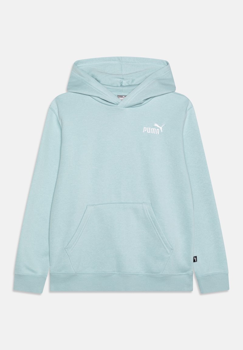 Felpa leggera blu chiaro realizzata in morbido tessuto, con tasca a marsupio, polsini a coste e logo PUMA bianco sul petto.