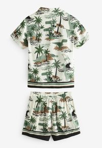 Next SHORT SLEEVES SET  REGULAR FIT - Træningsbukser - green ecru dino
