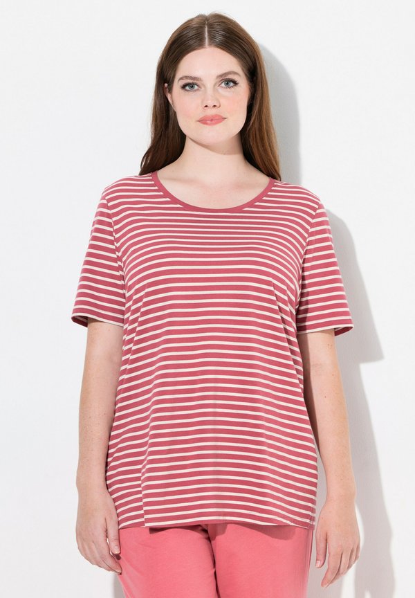 STRIPE ROUND NECK SHORT SLEEVE - Nachtwäsche Shirt - raspberry