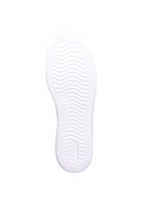 Valkoinen kumipohja, jossa on teksturoitu, aaltoileva kuvio ja hienovarainen logopainatus. Suunniteltu pitävyyttä ja kestävyyttä varten. Ominaisuudet: sileä pinta.