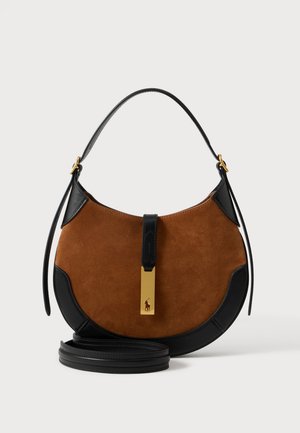 Polo Ralph Lauren, POLO ID SUEDE-LEATHER SMALL SHOULDER BAG - Дамска чанта - brown/dark blue
