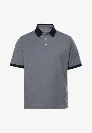 Kurzarm-Polohemd in Grau mit navyfarbenem Kragen. Mit einer Drei-Knopf-Leiste und gerippten Bündchen. Leichter, strukturierten Stoff.