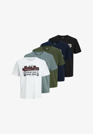 Jack & Jones 5 PACK - KURZARM RUNDHALS - Nyomott mintás póló - weiß blau schwarz