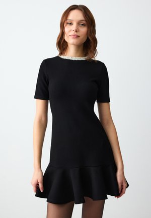 SLIM FIT CREW-NECK MINI - Jurk - black