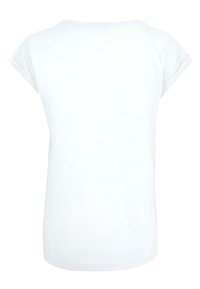 Weißes T-Shirt mit rundem Ausschnitt und kurzen, aufgerollten Ärmeln. Aus weichem Stoff gefertigt, mit glatter Textur und lockerer Passform.