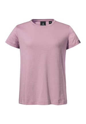 Light purple short-sleeve cotton T-shirt with crew neck, regular fit, and small black brand label on the left sleeve.